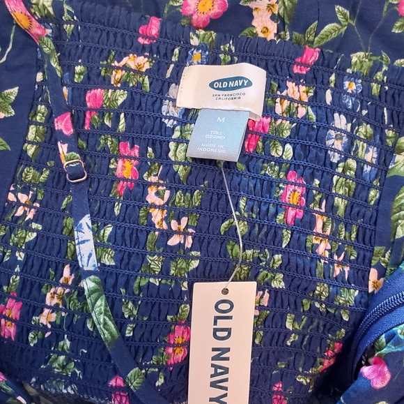 Old Navy Blue Spaghetti Strap Floral V-Neck Summer Dress - Picture 15 of 15